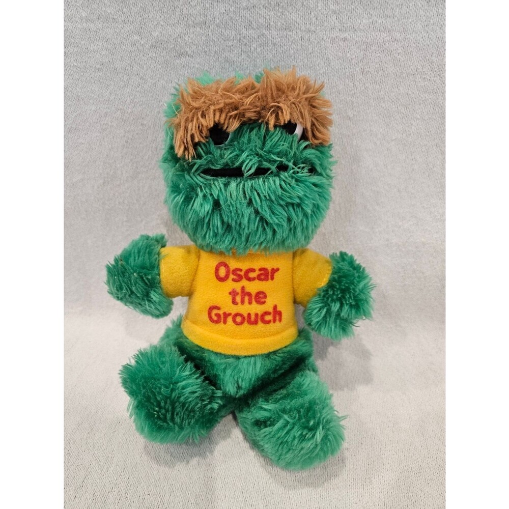 Vintage Playskool Sesame Street Oscar The Grouch Plush 1980's Hasbro Softies 8''